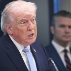 El presidente Donald Trump hablando sobre el conflicto en Irán, el pasado 6 de abril.