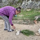 Carmen Navas, madre de Víctor Quero, visitando el presunto lugar de sepultura de su hijo, poco tiempo después de que el régimen anunciara su muerte.