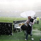 Tormenta durante el partido Francia-Irak en el Philadelphia Stadium