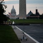 El estanque reflectante del Monumento a Lincoln, ahora sin agua