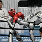 Robots humanoides se enfrentan en un combate de kickboxing en Pekín