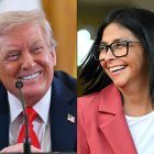 El presidente Donald Trump y la presidenta del régimen interino Delcy Rodíguez.