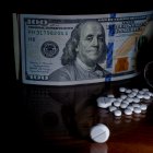 The US dollars and some medicine finance health in the USA.