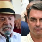 Una imagen editada de Lula da Silva y Flavio Bolsonaro
