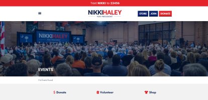Captura de pantalla de la web de la campaña de Nikky Haley.
