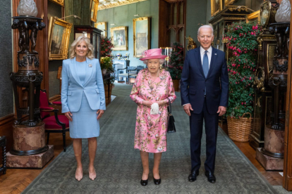 Joe and Jill Biden with Elizabeth II / NARA.