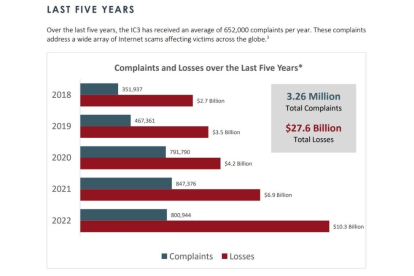 Graph showing data on Internet theft ( FBI / IC3 )