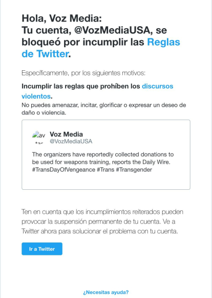 Mail sanción Twitter Voz Media