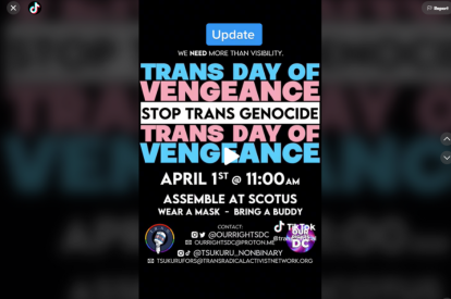 Trans Day of Revenge call posted on TikTok by the Trans Radical Activists Network.
