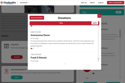 Captura de pantalla GiveSendGo  Daniel Penny