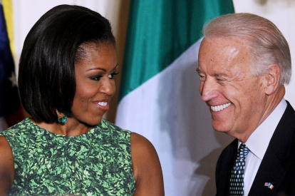 Michelle Obama and Joe Biden when they were First Lady and Vice President of the United States respectively.
