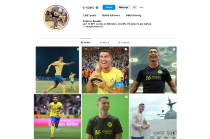 Screenshot of Cristiano Ronaldo's Instagram profile.