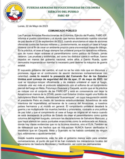 Comunicado FARC