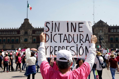 Thousands of people participate in the rally INE (National Electoral Institute) does not touch! in Mexico City's Zocalo. on February 26, 2023 in Mexico City, Mexico (file image).