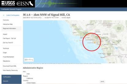 Terremoto se registra en Long beach California