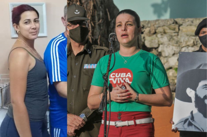 On the left, a woman who could be Idania Atala Noriega. In the center, Aylín Álvarez.