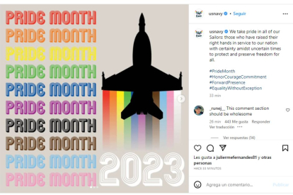 Screenshot of the message posted by the Navy for LGBT Pride Month.