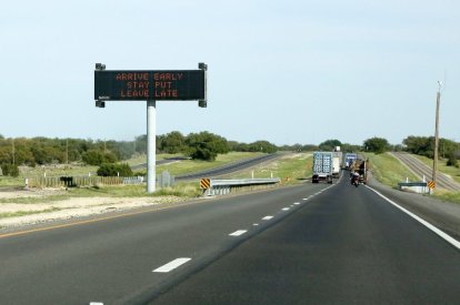 The Texas Department of Transportation (TxDot) has posted messages on variable message signs along I-10 Eastbound for the expected influx of traffic on the roads due to the Solar Eclipse near mile marker 372 on April 7, 2024.