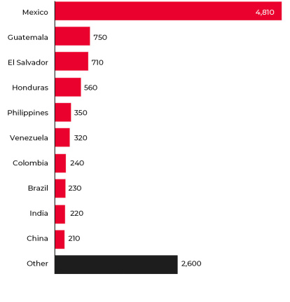 Detentions by nationality